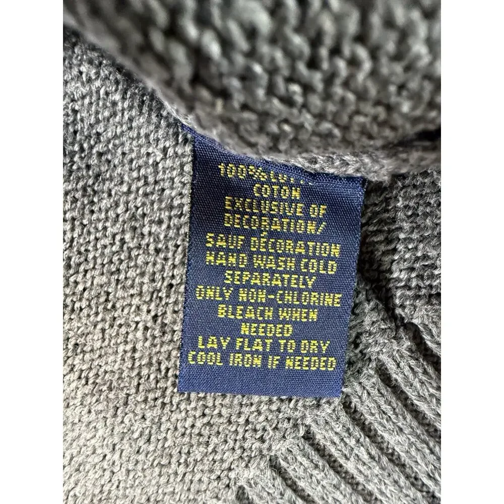 Polo Ralph Lauren Sweater Mens XL Gray Cotton Button Mock Neck Pullover